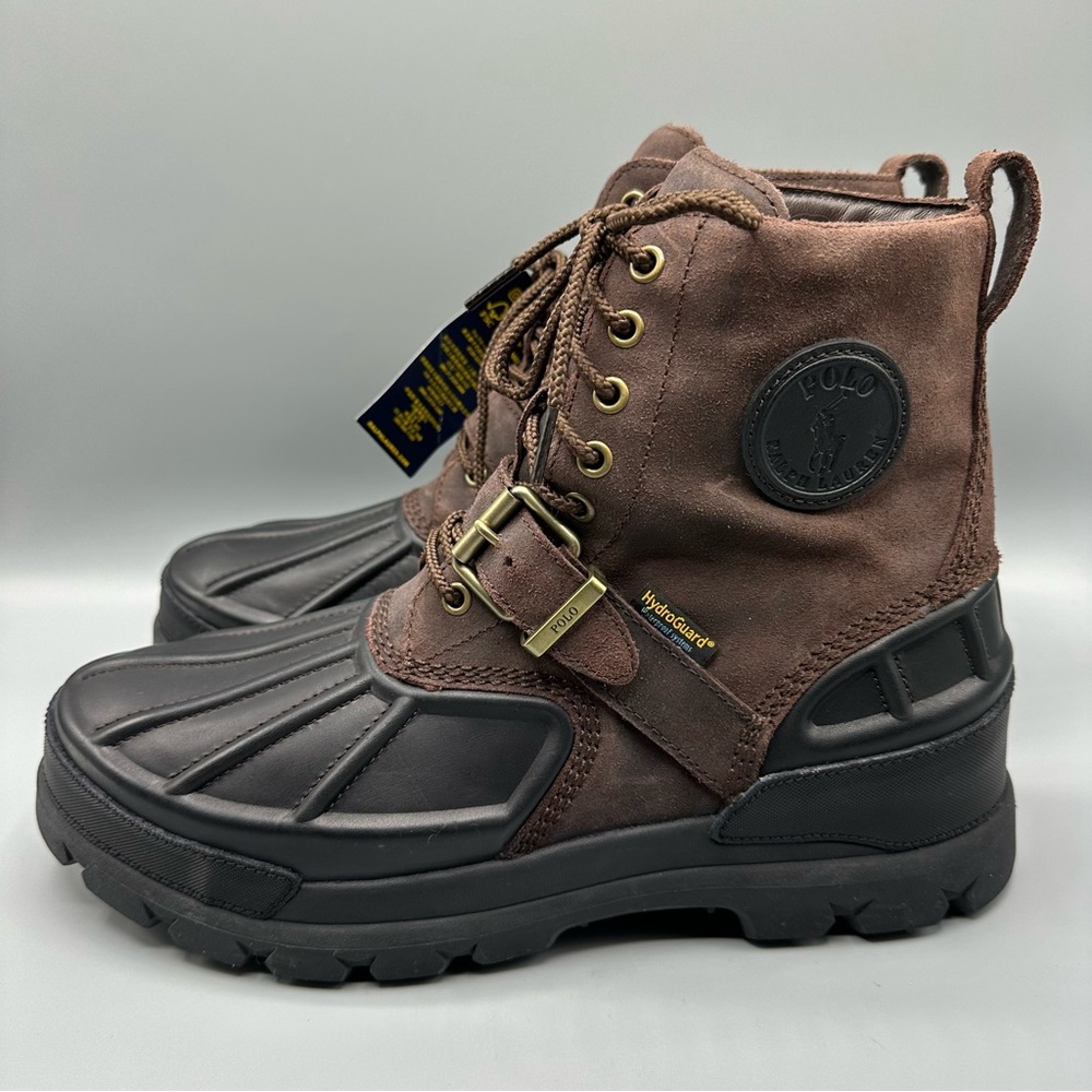 Polo Ralph Lauren Brown and Black High Leather Boots Size 11.5 D
